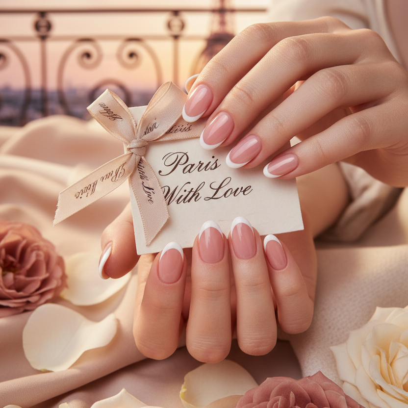 PARIS WITH LOVE - French Tip Gel Press-On Nails